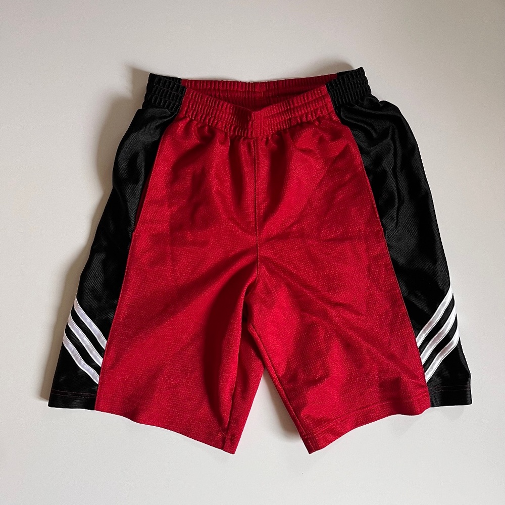 Adidas boys large shorts red pockets